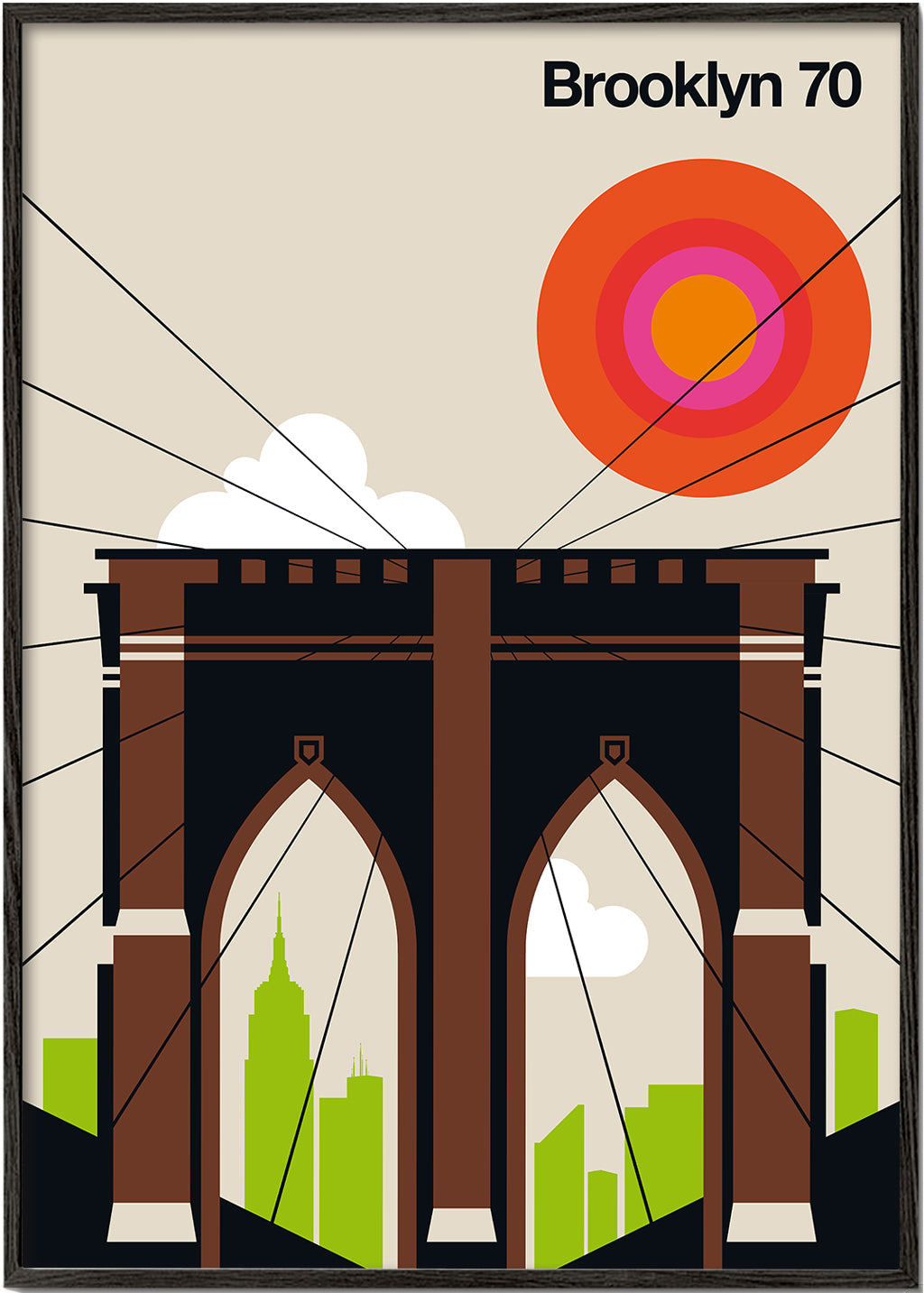 Travel poster Most Brooklyński w grafice ilustracyjnej