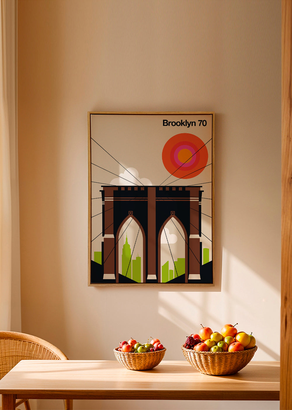 Travel poster Most Brooklyński w grafice ilustracyjnej