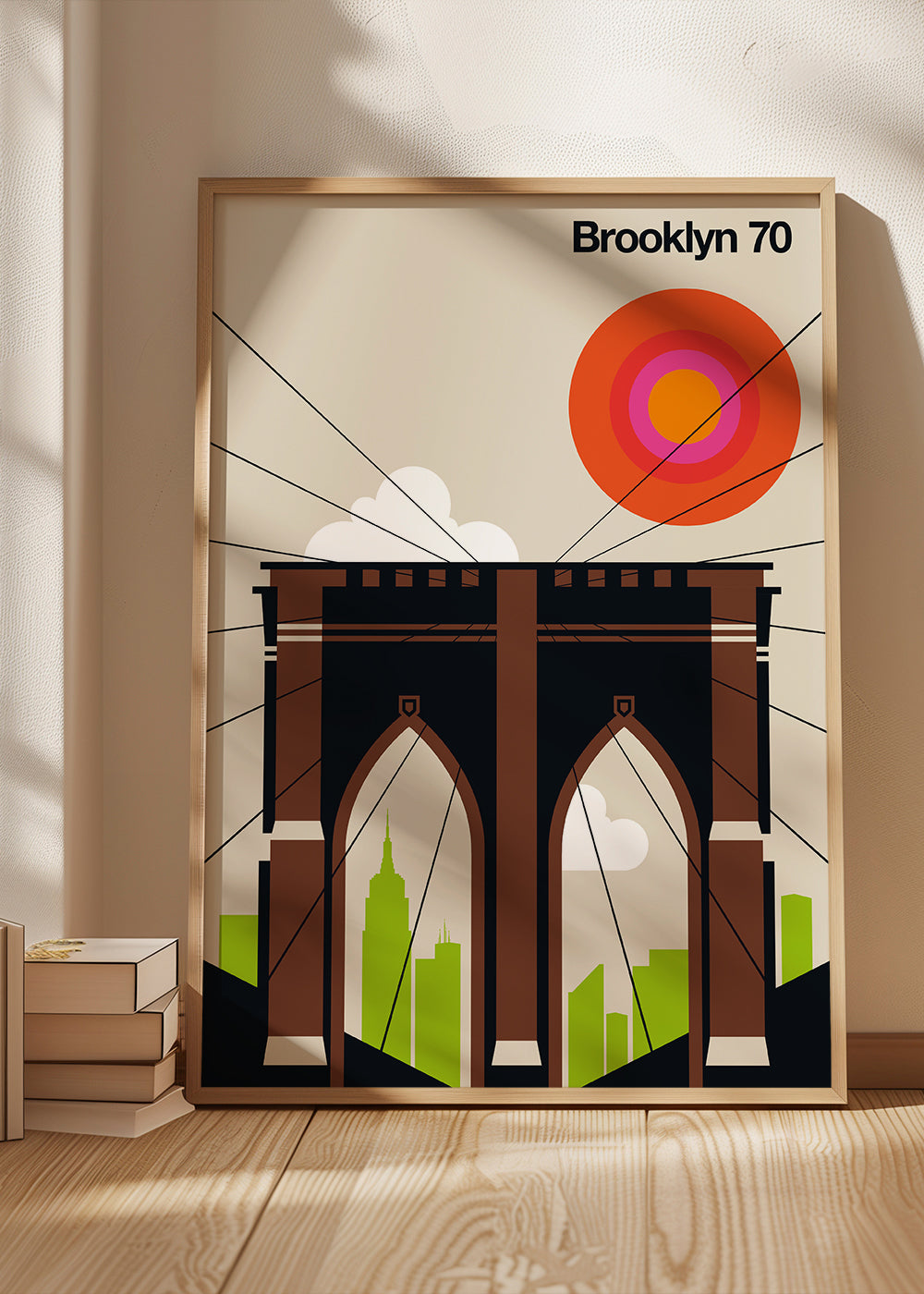Travel poster Most Brooklyński w grafice ilustracyjnej