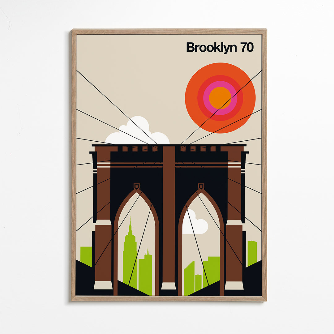 Travel poster Most Brooklyński w grafice ilustracyjnej