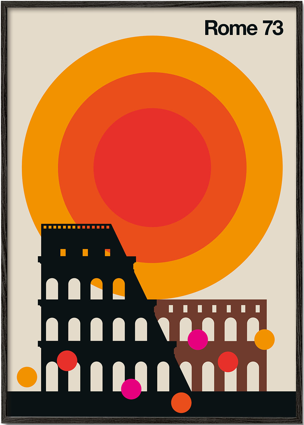 Plakat podróżniczy Rome 73, Koloseum graficzne retro