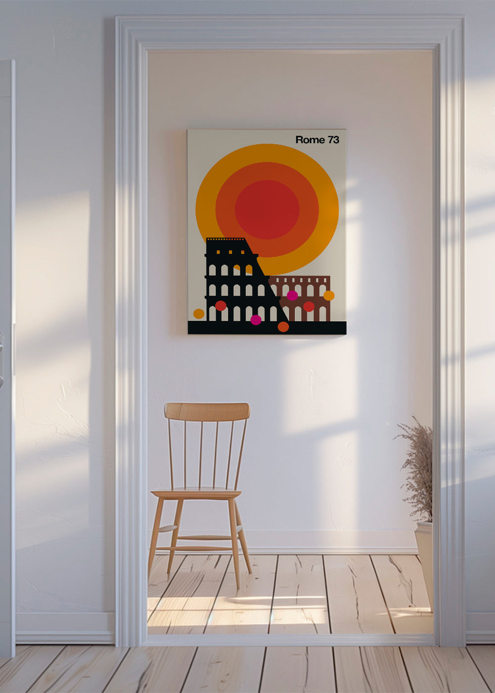 Plakat podróżniczy Rome 73, Koloseum graficzne retro