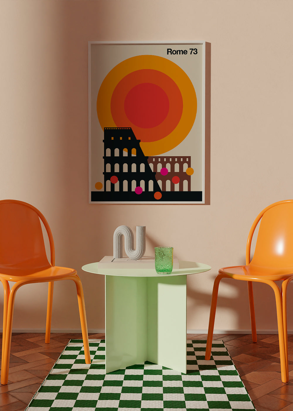 Plakat podróżniczy Rome 73, Koloseum graficzne retro