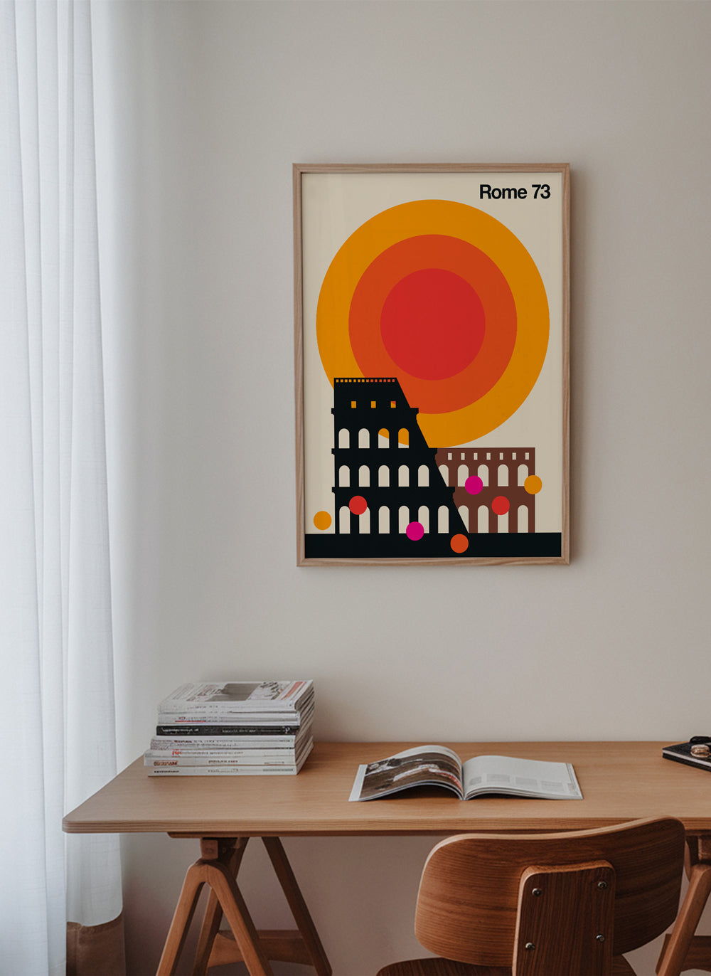 Plakat podróżniczy Rome 73, Koloseum graficzne retro