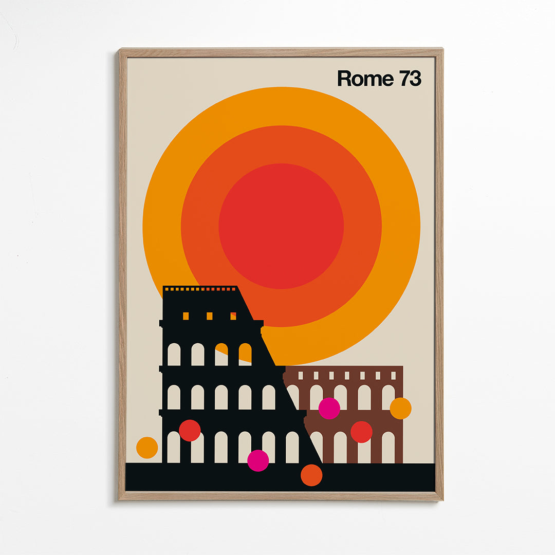 Plakat podróżniczy Rome 73, Koloseum graficzne retro