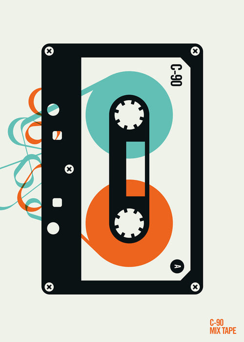 Plakat vintage Mixtape kaseta ilustracja