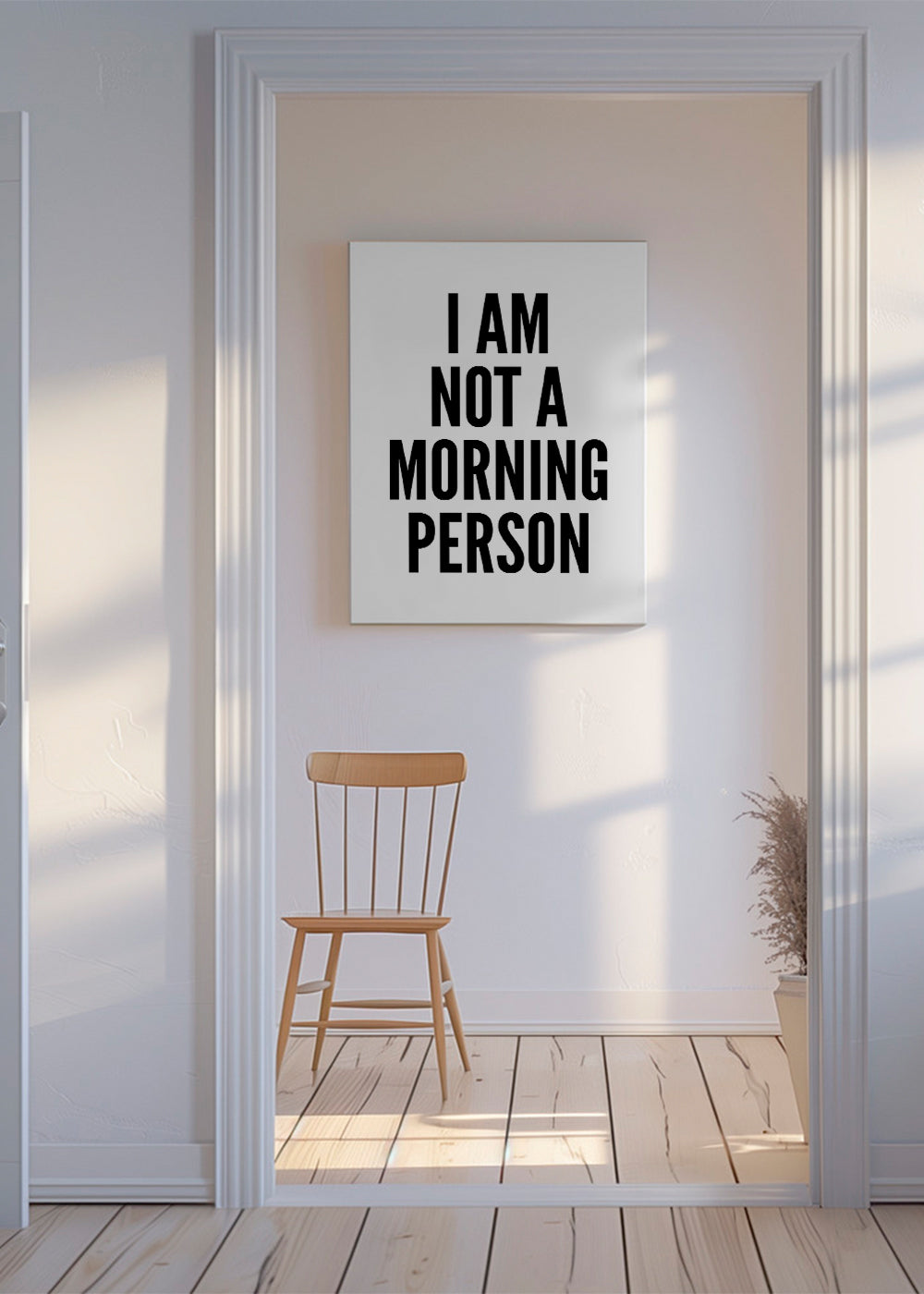 Czarno-biała praca typograficzna I AM NOT A MORNING PERSON