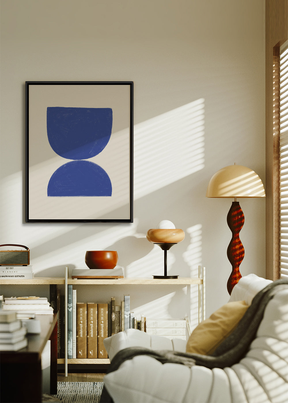 Plakat geometryczny niebieski minimal półkola