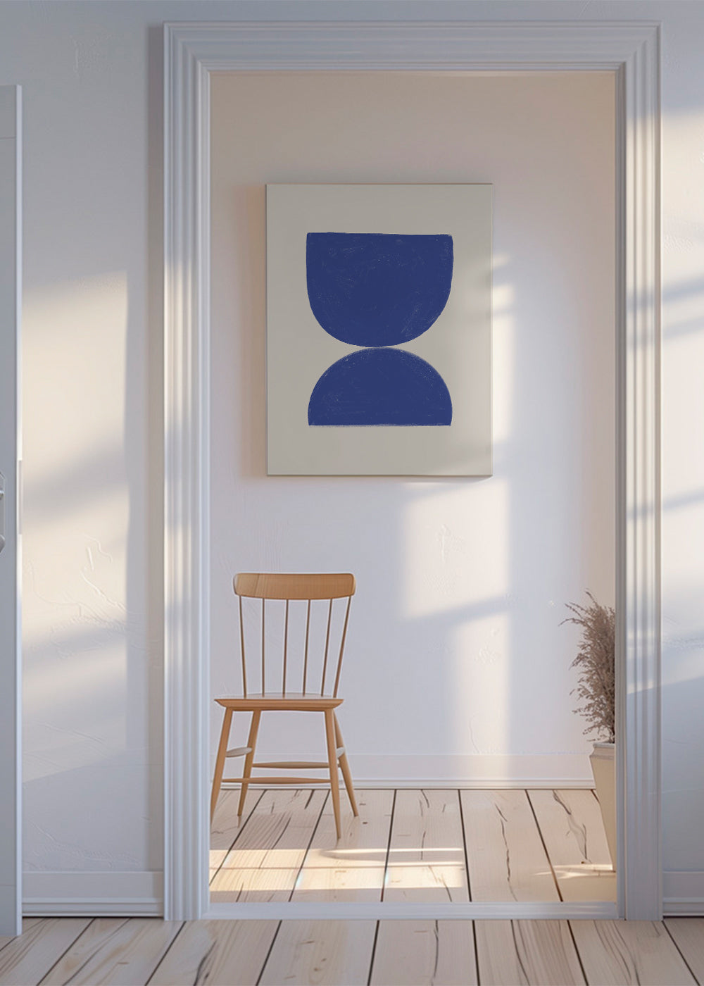 Plakat geometryczny niebieski minimal półkola