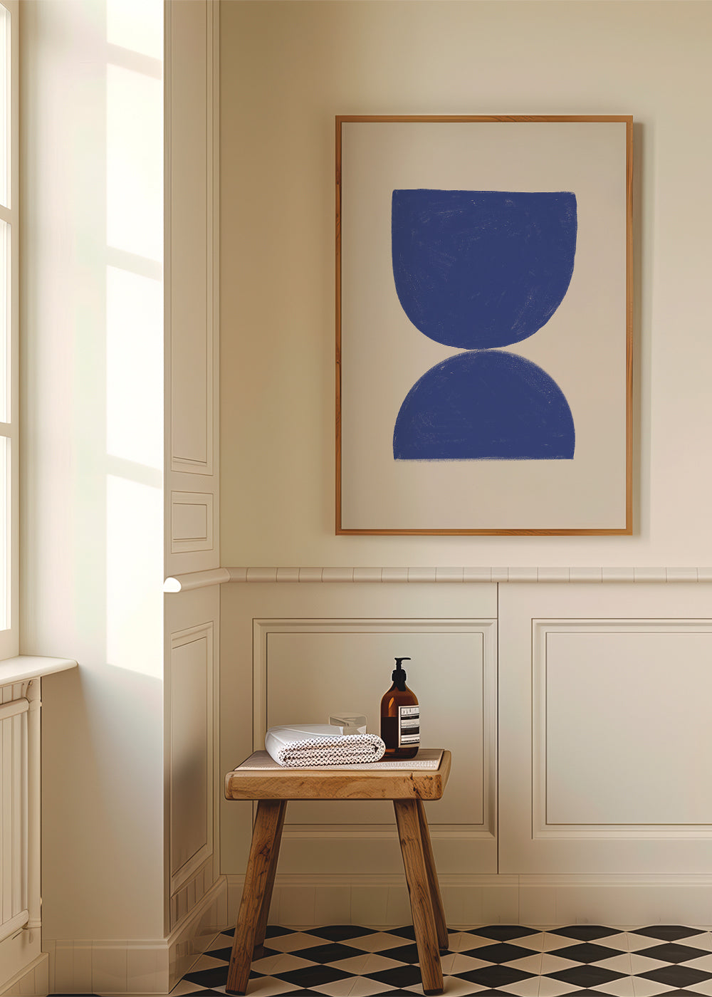 Plakat geometryczny niebieski minimal półkola