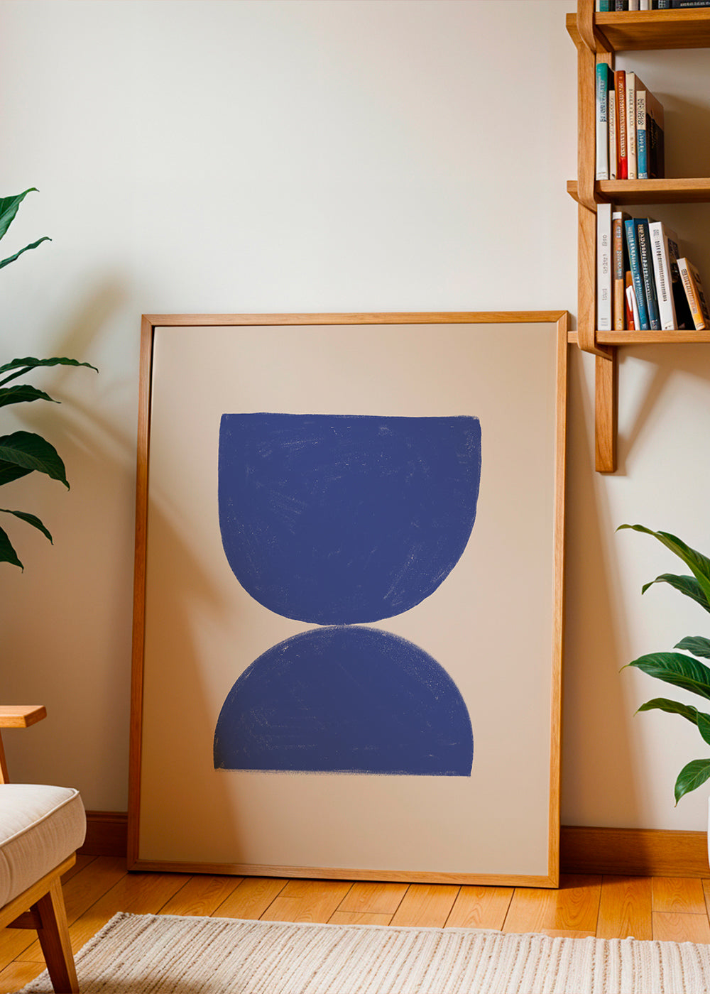 Plakat geometryczny niebieski minimal półkola