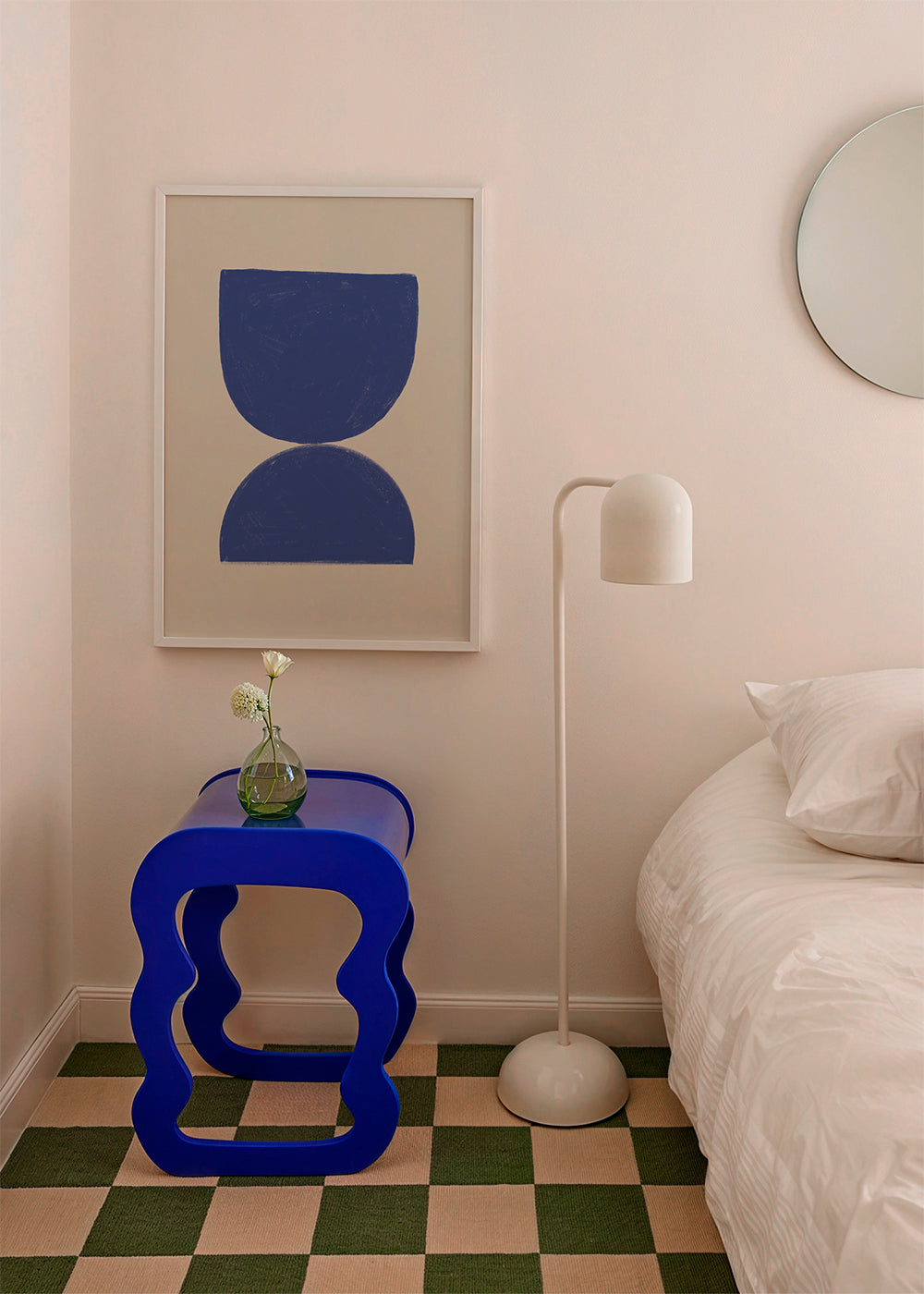 Plakat geometryczny niebieski minimal półkola