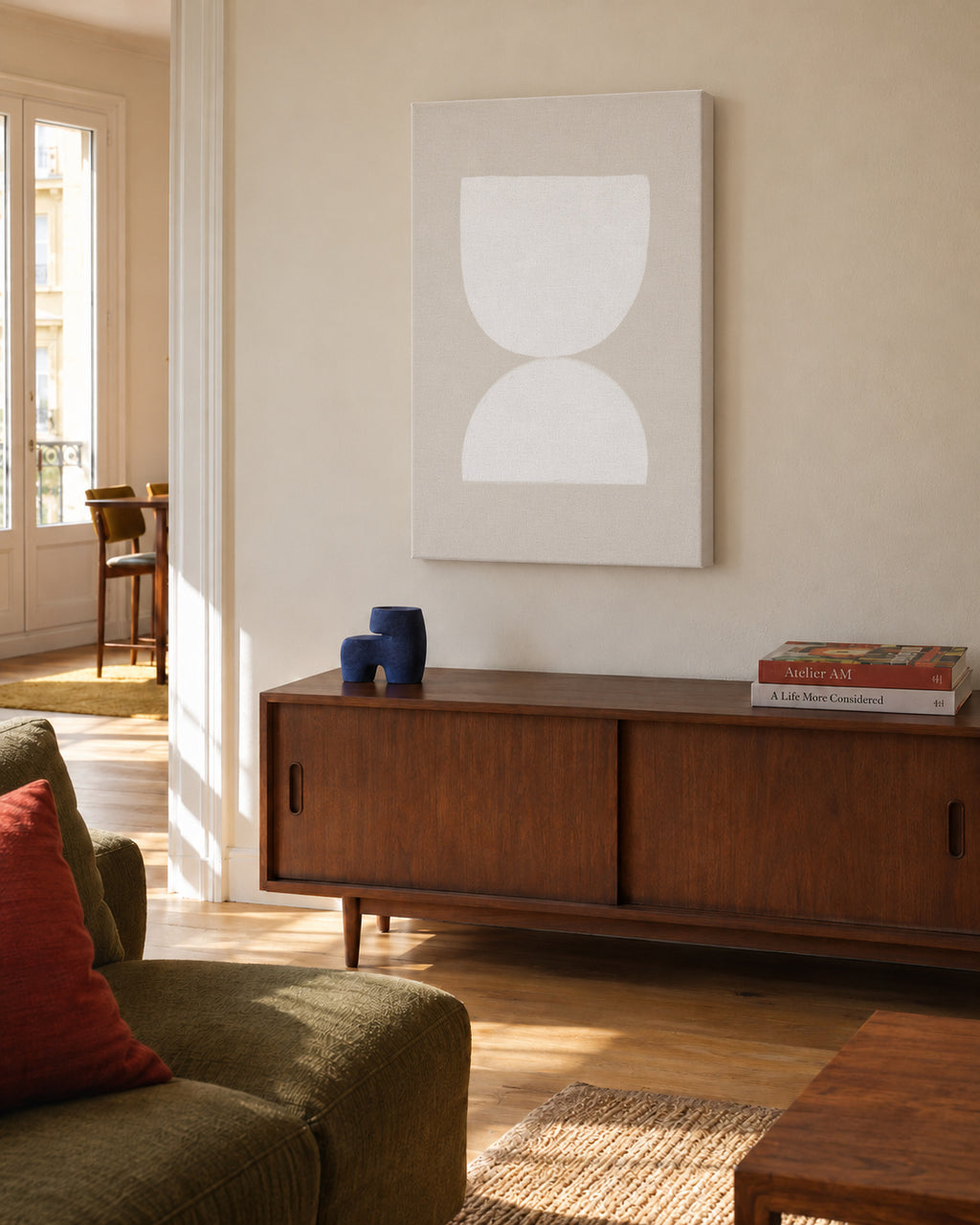 Rumi White - Unframed canvas in an interior