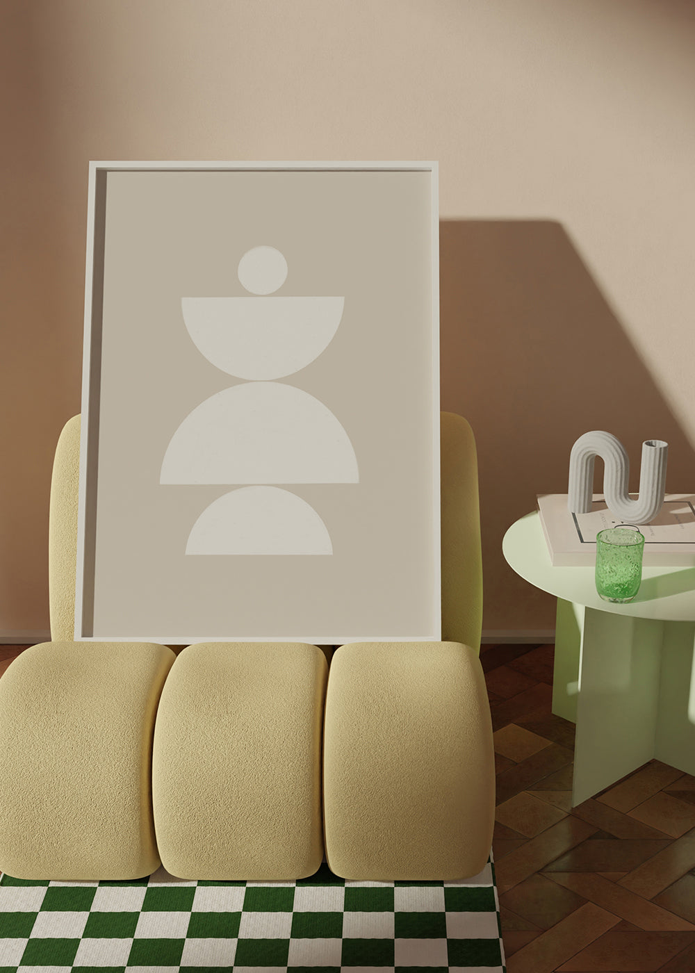 Plakat geometryczny z ułożonymi półokręgami