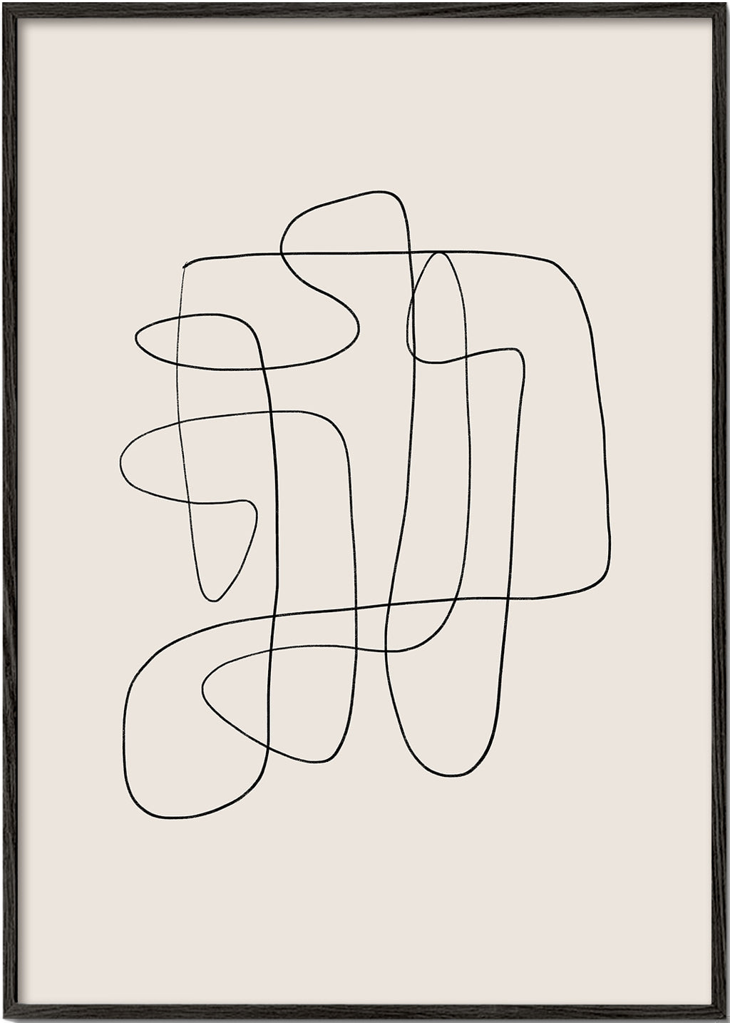 Minimalistyczny design z ciągłą linią na beżowym tle