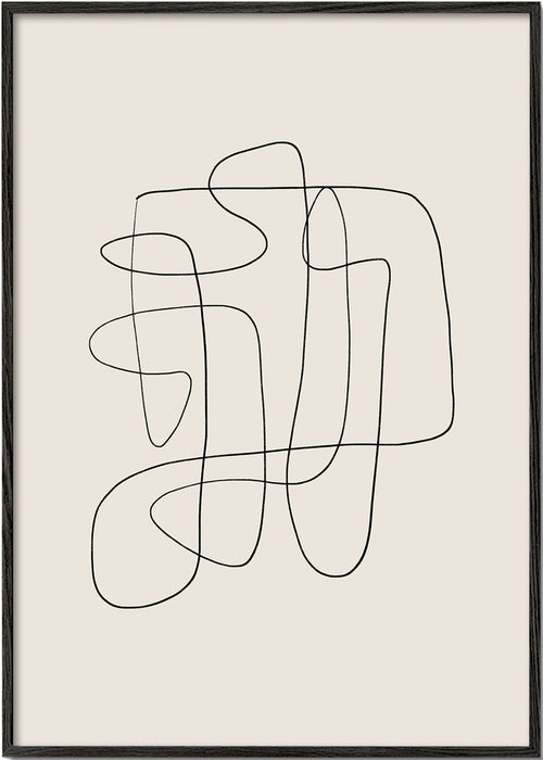 Minimalistyczny design z ciągłą linią na beżowym tle