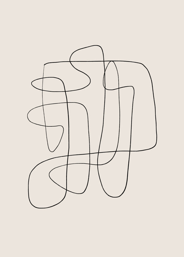 Minimalistyczny design z ciągłą linią na beżowym tle