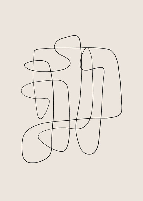 Minimalistyczny design z ciągłą linią na beżowym tle