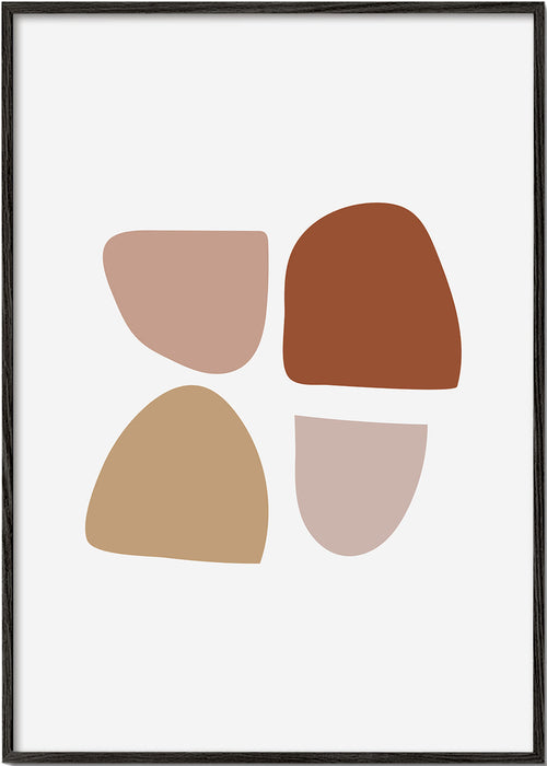 Plakat minimalistyczny z organicznymi kształtami w beżu i terakocie