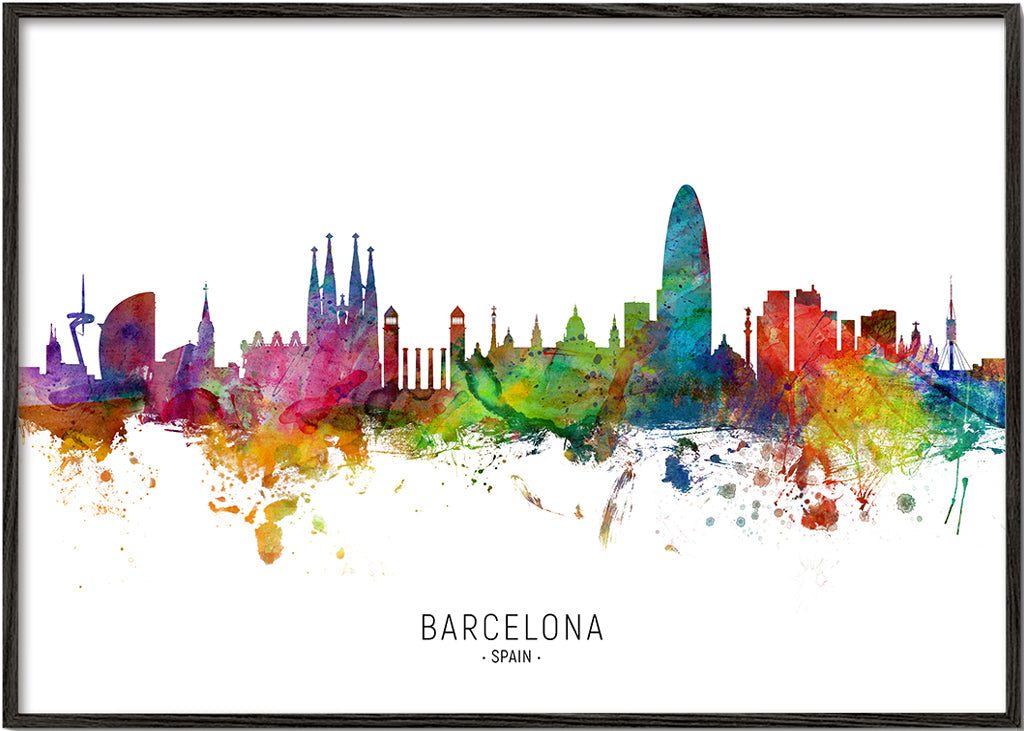 Sztuka do kuchni: Panorama Barcelony akwarela