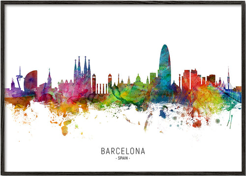 Sztuka do kuchni: Panorama Barcelony akwarela
