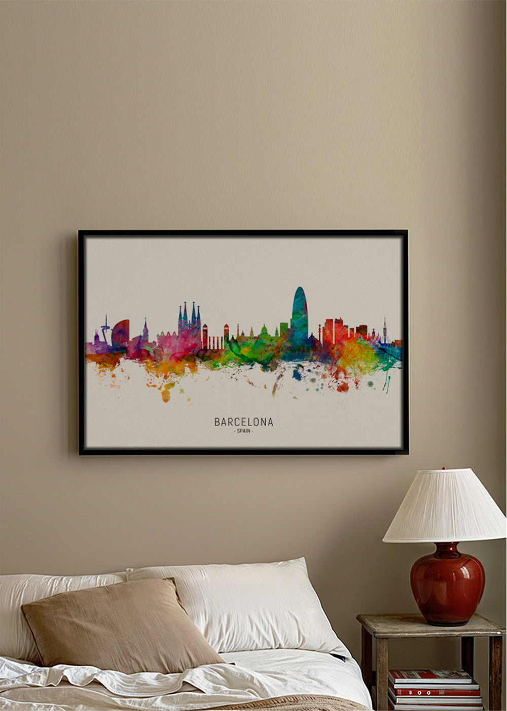 Sztuka do kuchni: Panorama Barcelony akwarela