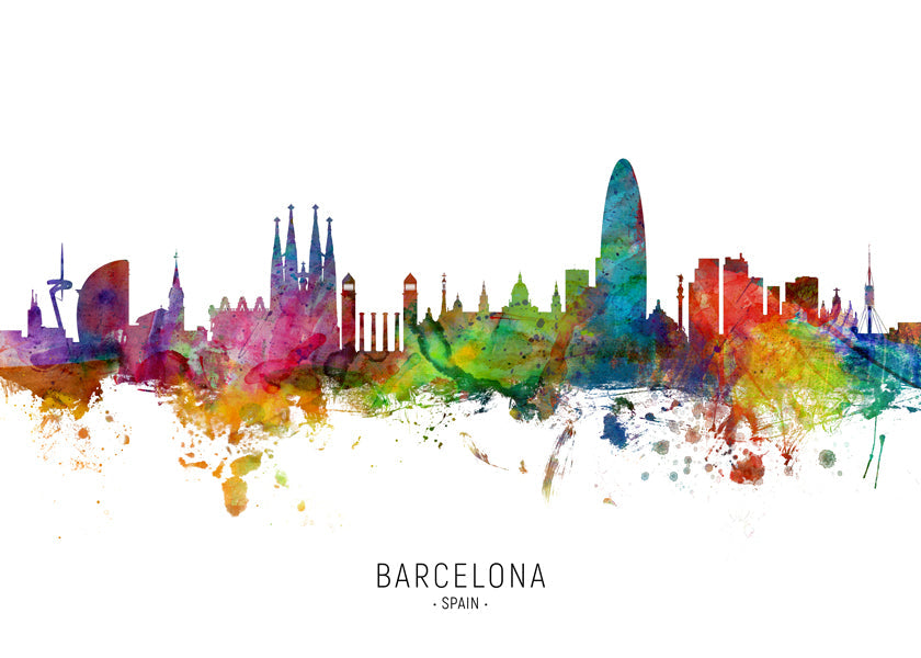 Sztuka do kuchni: Panorama Barcelony akwarela