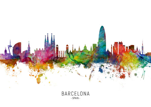 Sztuka do kuchni: Panorama Barcelony akwarela