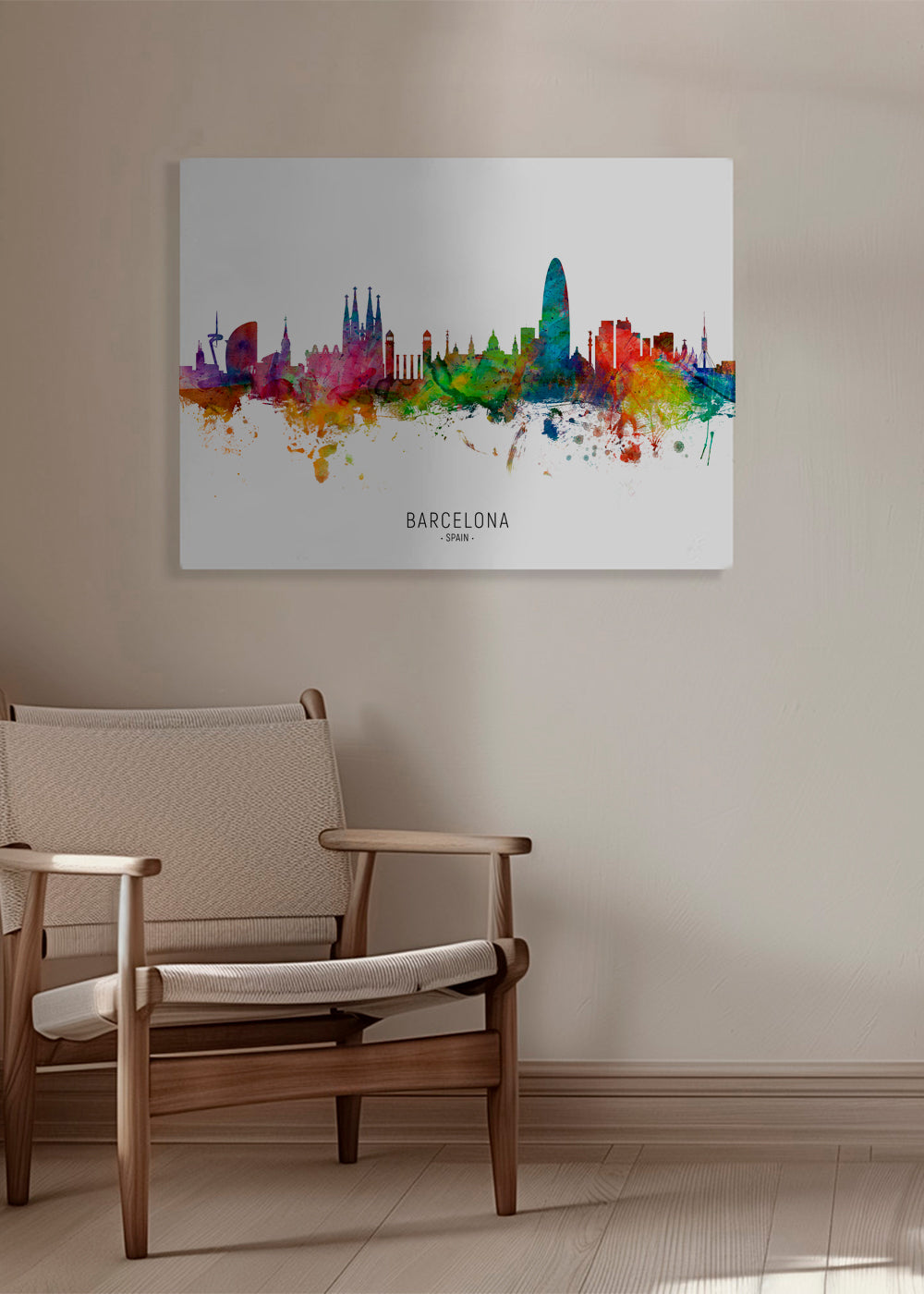 Sztuka do kuchni: Panorama Barcelony akwarela