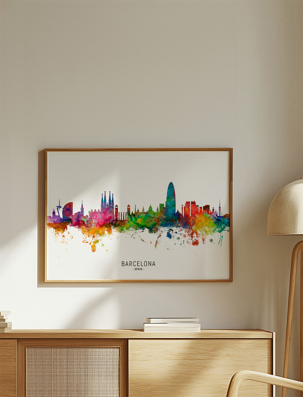 Sztuka do kuchni: Panorama Barcelony akwarela