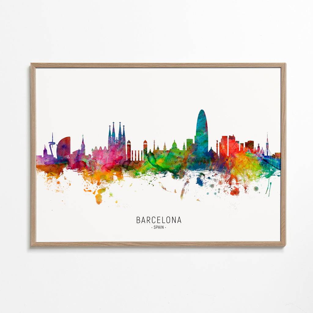Sztuka do kuchni: Panorama Barcelony akwarela