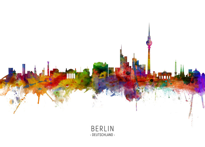 Plakat podróżniczy Berlin akwarela skyline