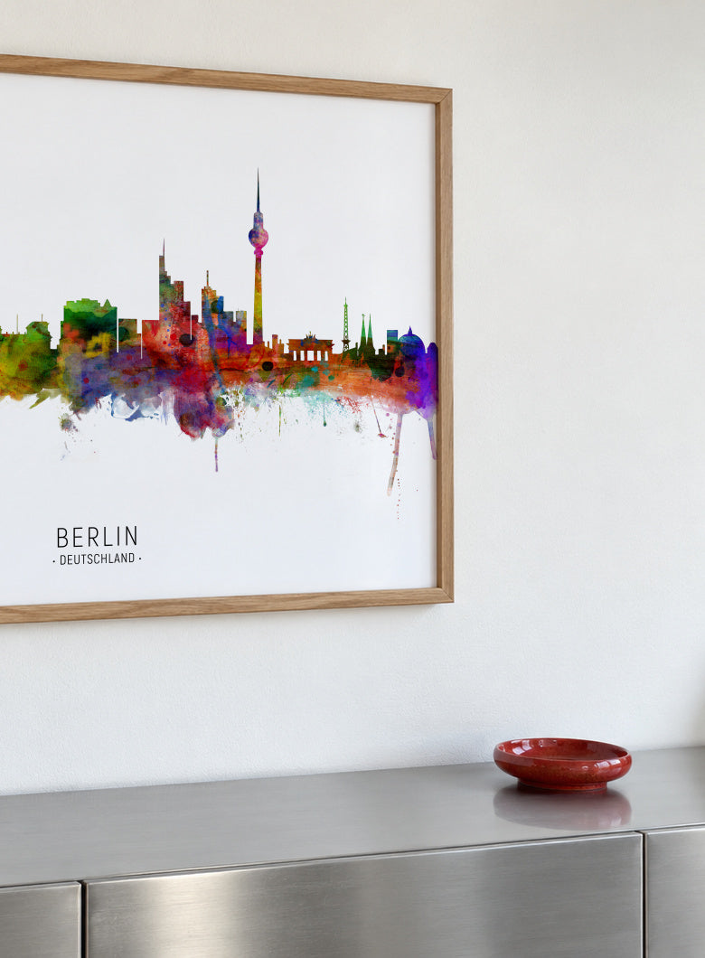 Berlin Skyline multicolor - Framed poster detail
