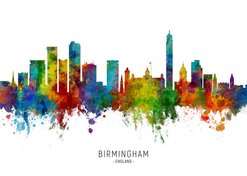 Obraz miasta Birmingham kolorowa akwarela