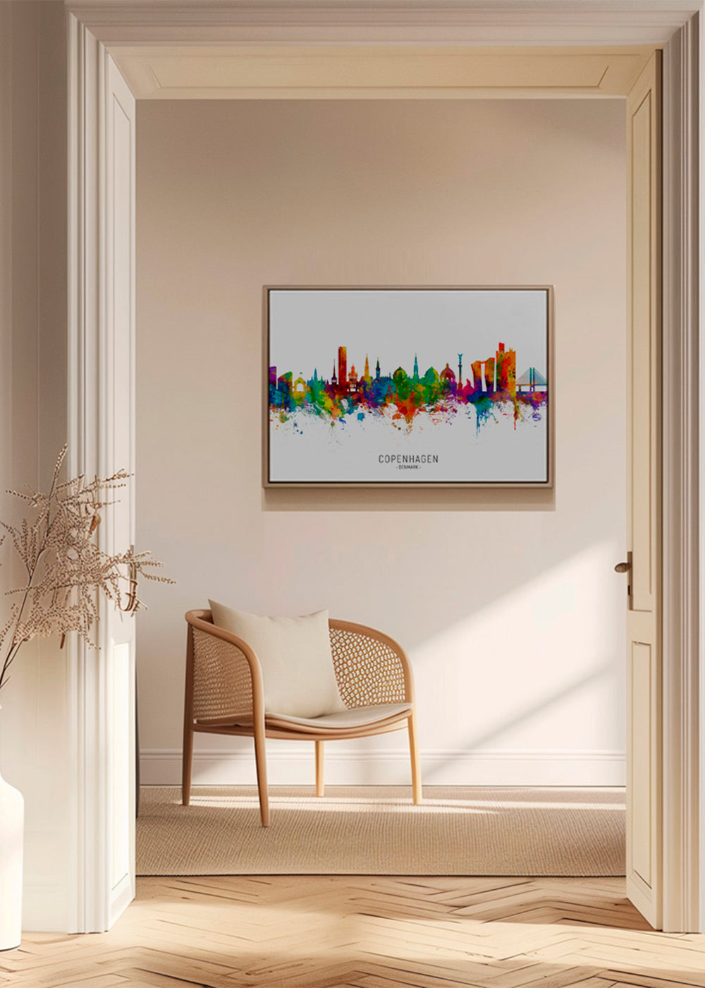 Plakat podróżniczy Panorama Kopenhagi akwarela