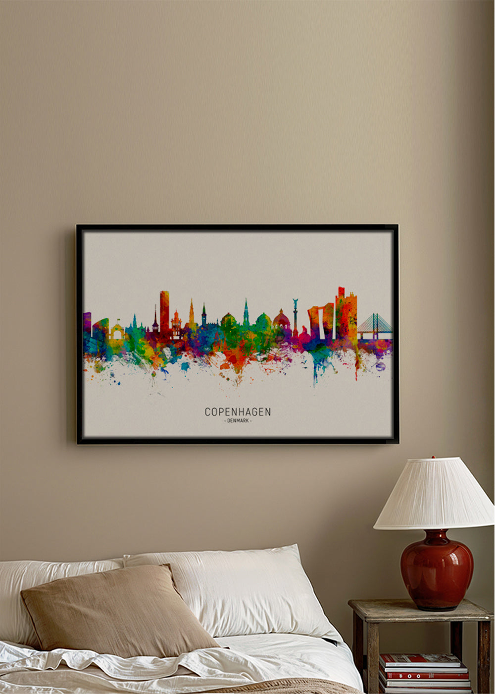 Plakat podróżniczy Panorama Kopenhagi akwarela