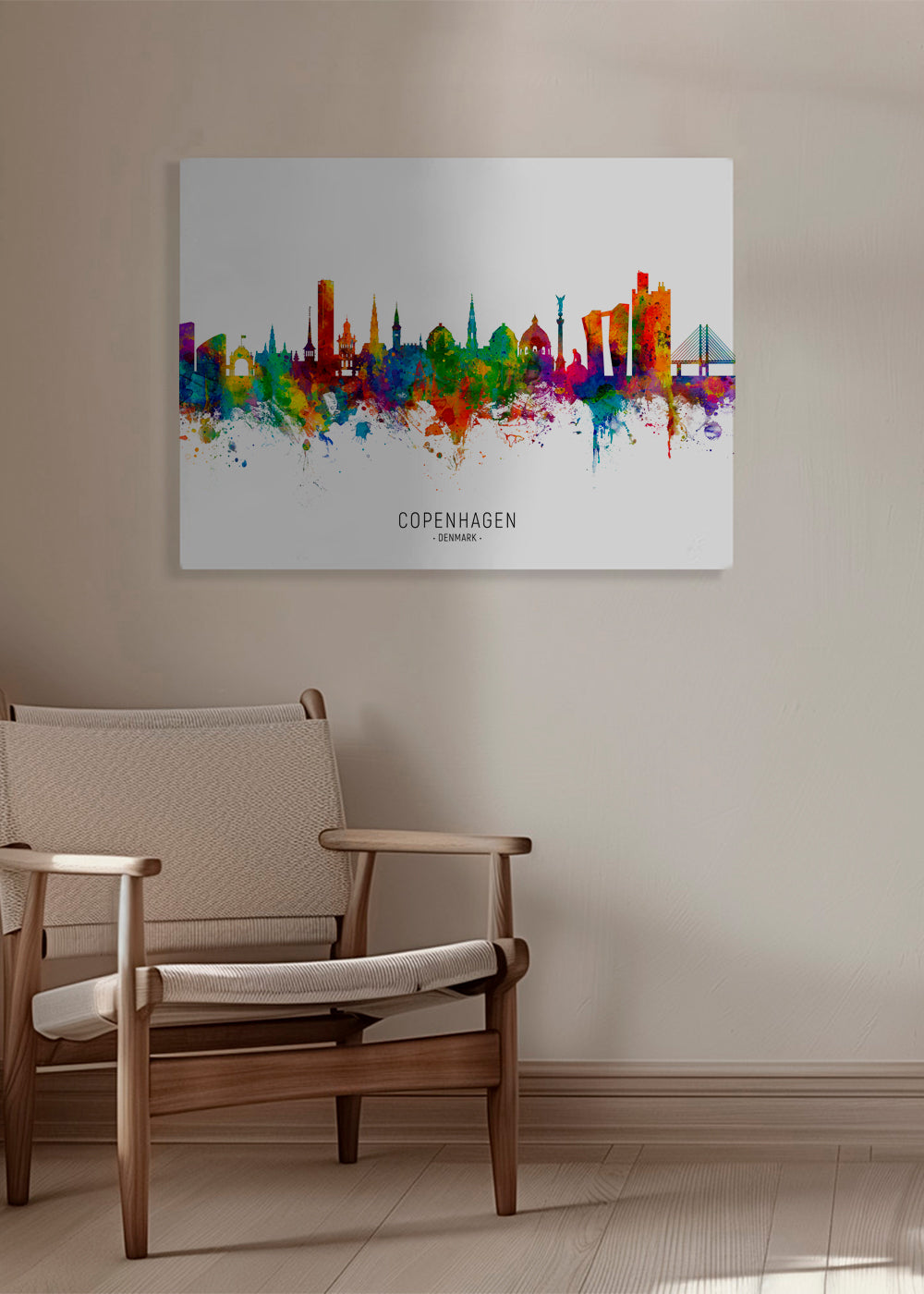 Plakat podróżniczy Panorama Kopenhagi akwarela