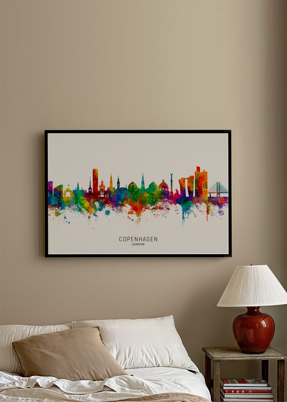 Plakat podróżniczy Panorama Kopenhagi akwarela