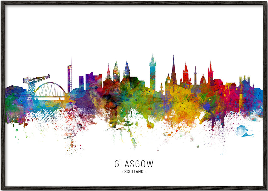 Plakat miasta Glasgow skyline akwarela