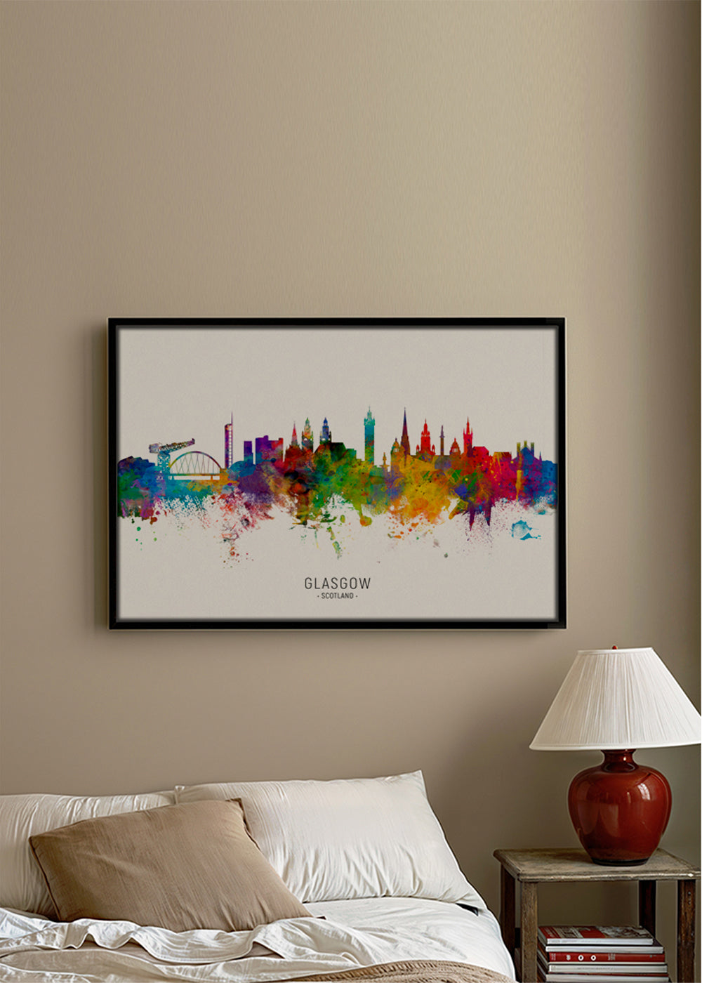Plakat miasta Glasgow skyline akwarela