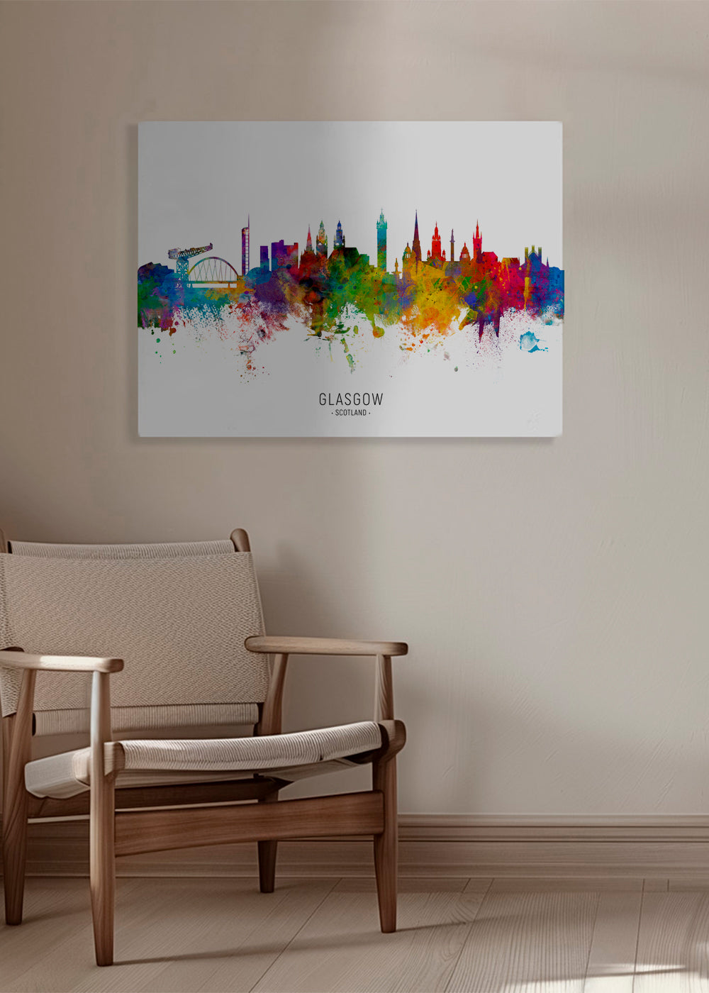 Plakat miasta Glasgow skyline akwarela