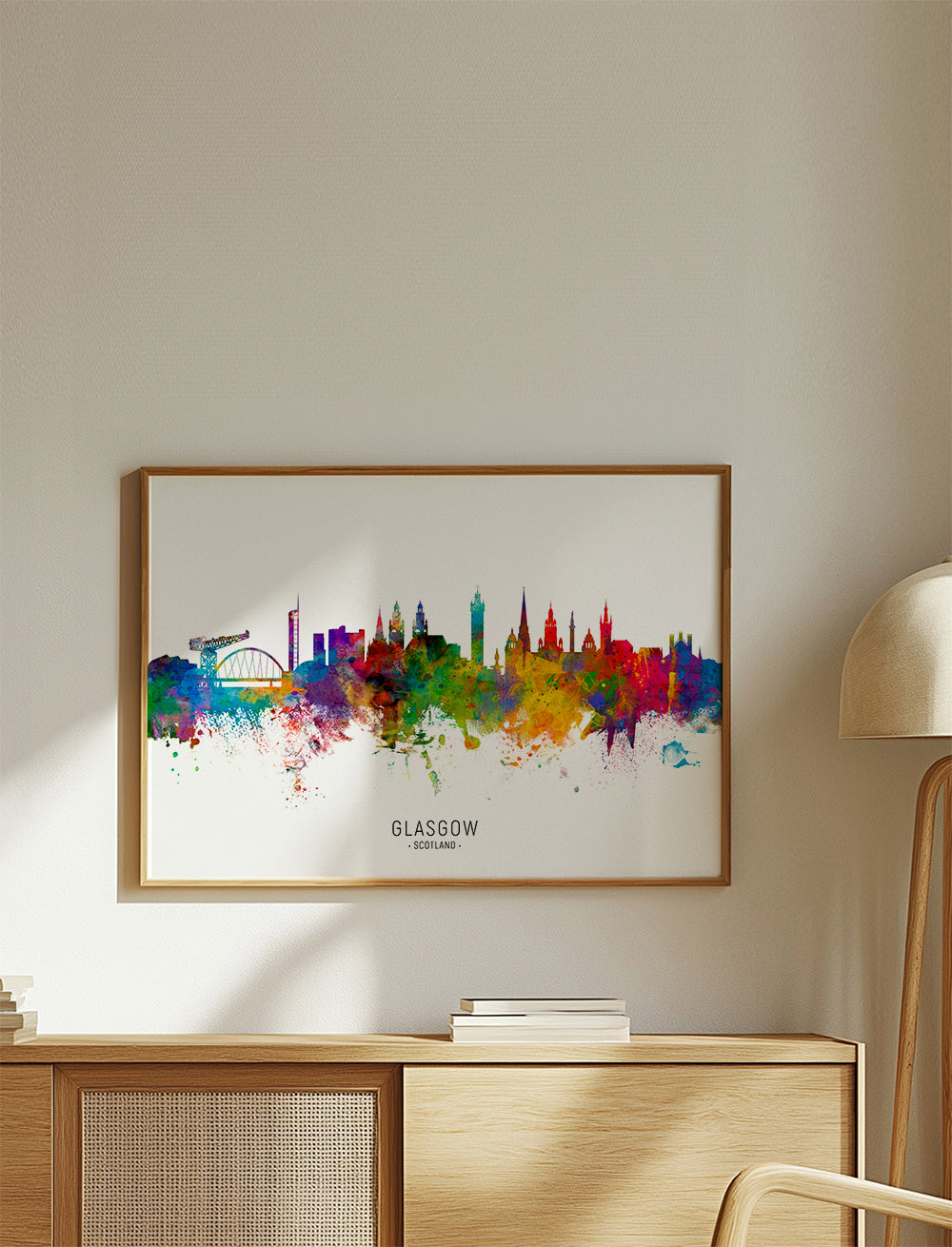 Plakat miasta Glasgow skyline akwarela