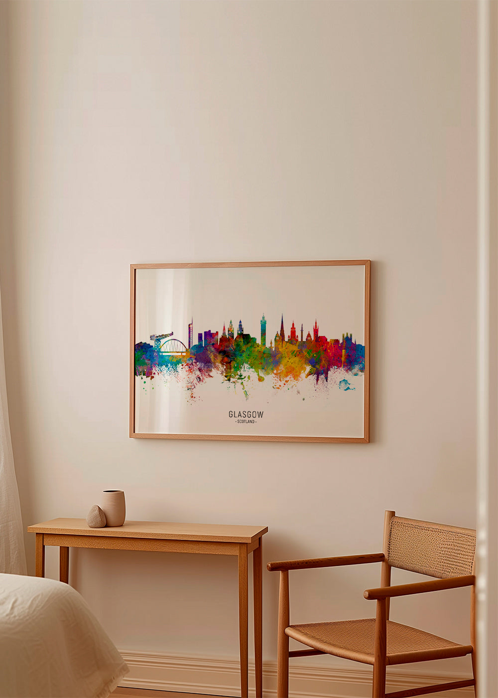 Plakat miasta Glasgow skyline akwarela