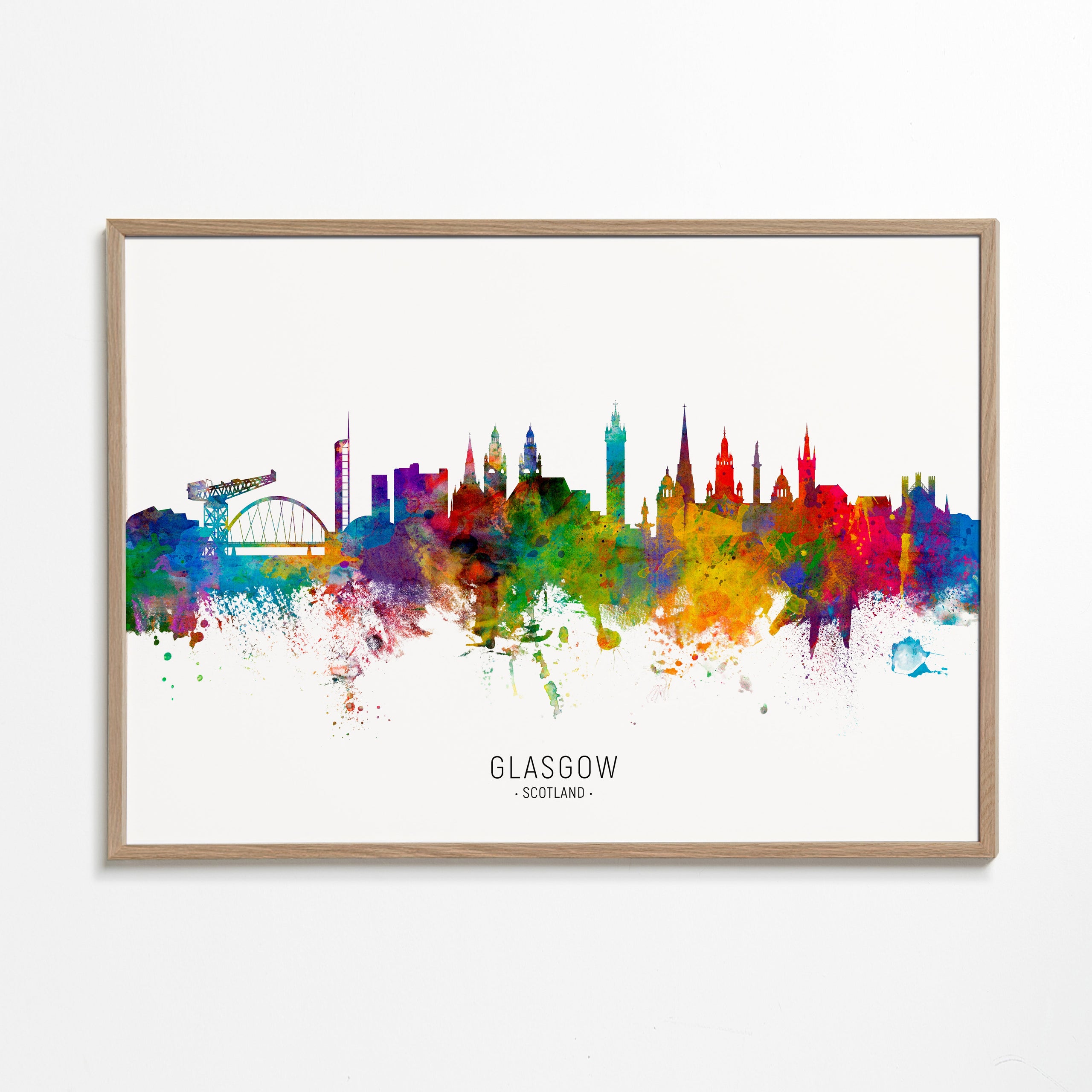 Plakat miasta Glasgow skyline akwarela