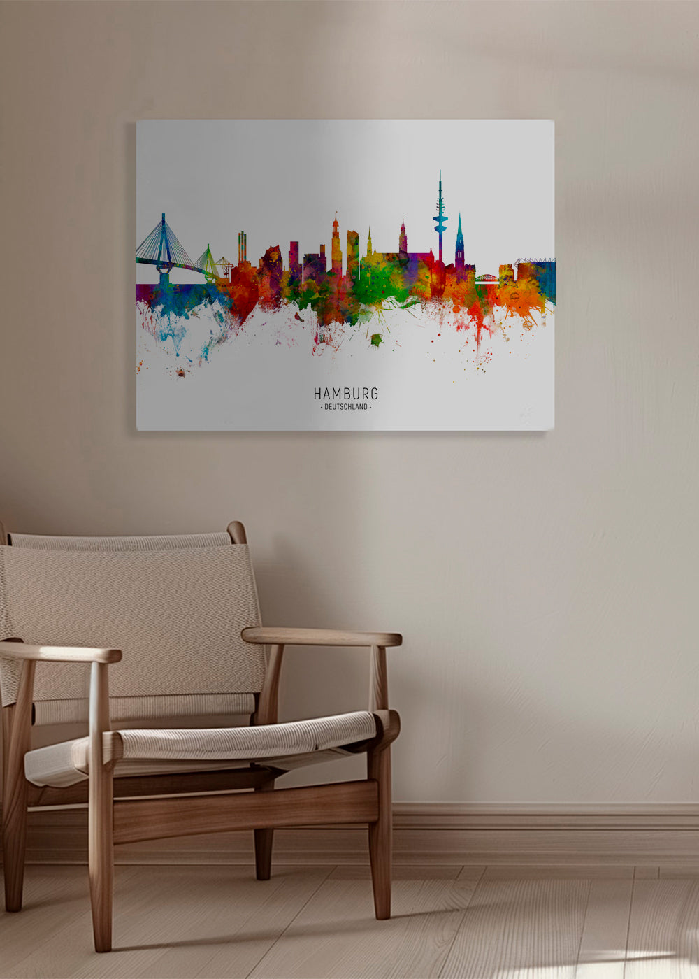 Plakat miasta Hamburg skyline kolorowy