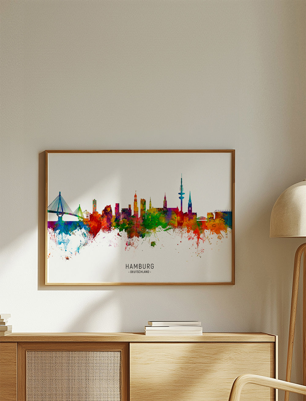 Plakat miasta Hamburg skyline kolorowy