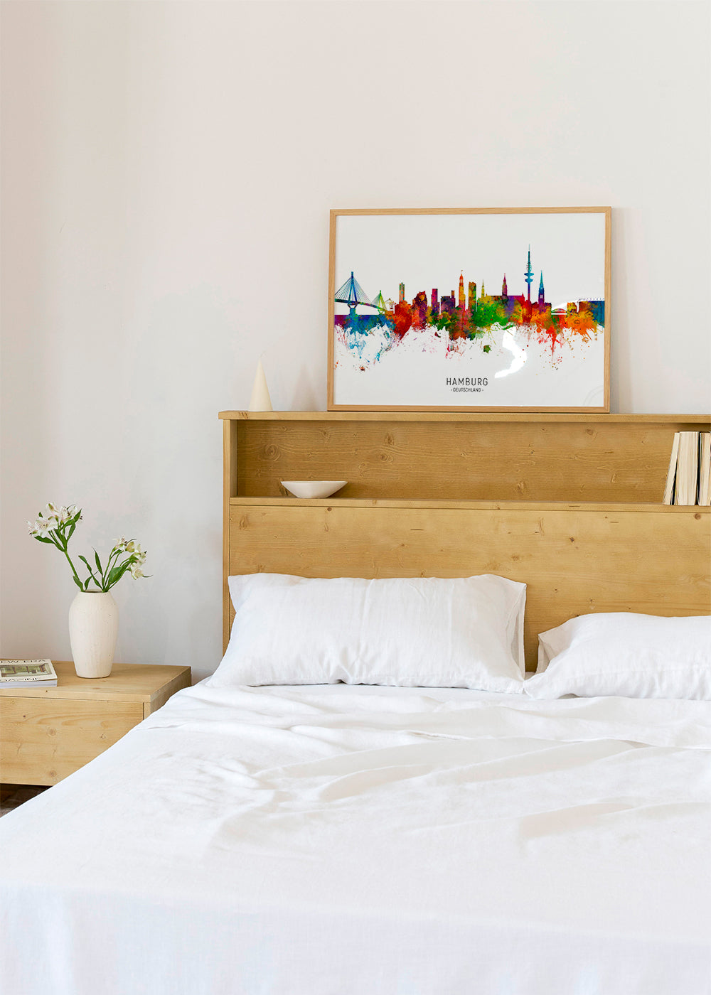 Plakat miasta Hamburg skyline kolorowy