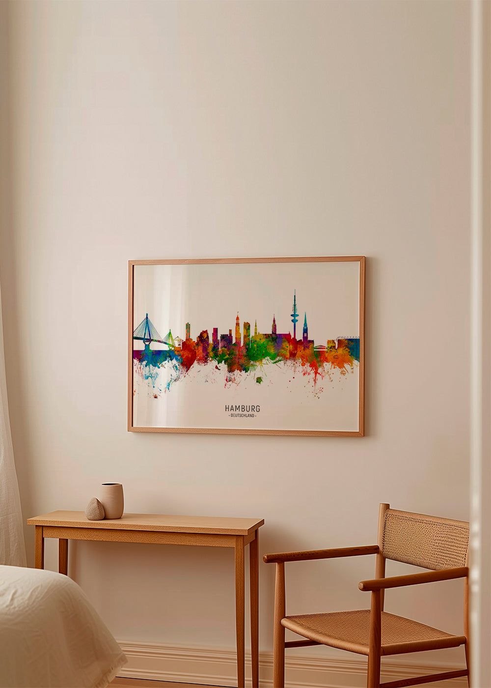 Plakat miasta Hamburg skyline kolorowy