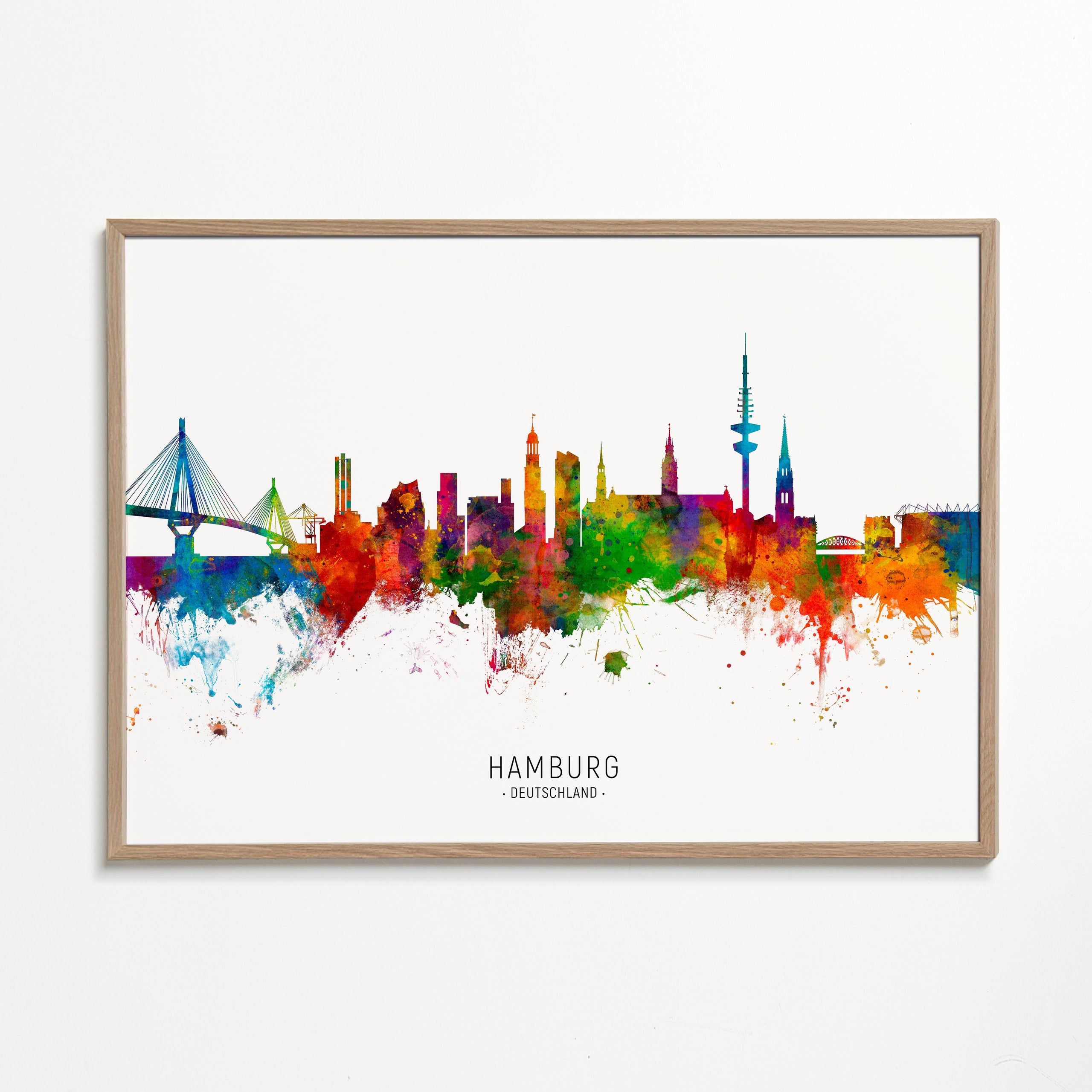 Plakat miasta Hamburg skyline kolorowy