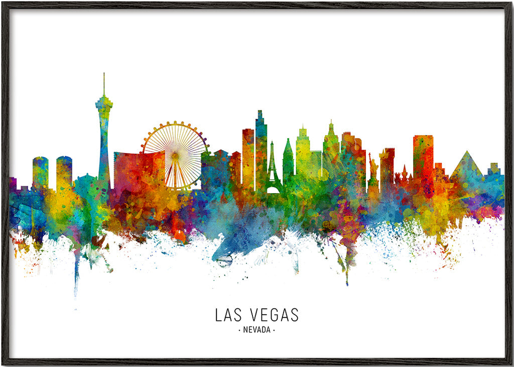Plakat skyline Las Vegas w akwareli